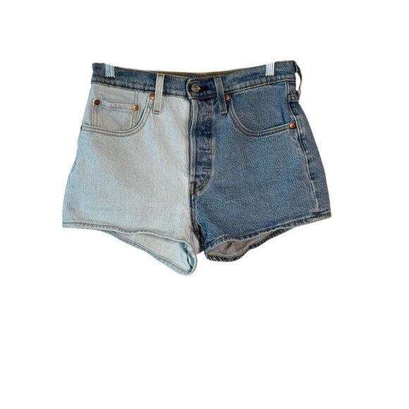 Levis Two-Tone Denim High-Waisted Button-Fly Shorts Womens Size 28 - Picture 1 of 8